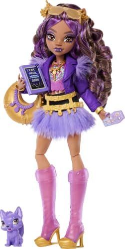 Clawdeen Wolf doll in purple moto jacket with wolf pup