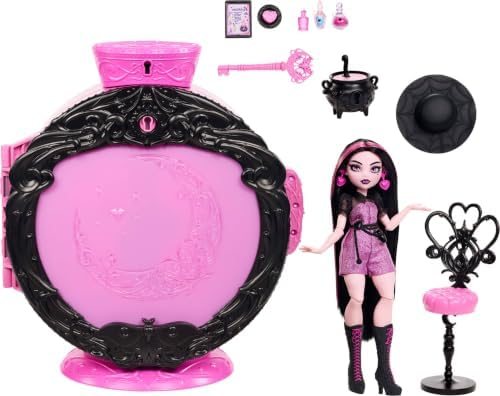 Draculaura doll inside Potion Reveal playset with swirling potion door