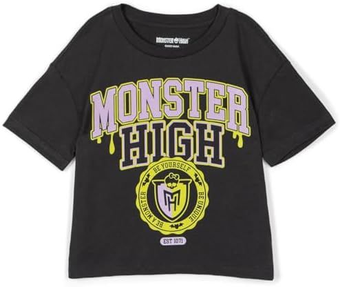 Monster High girls boxy t-shirt in black with logo print