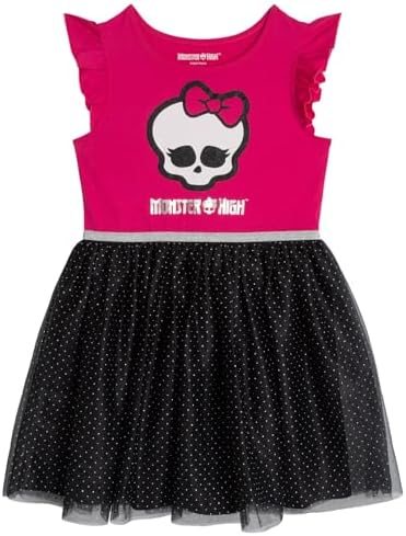 Fuchsia and black Monster High logo tutu dress for girls