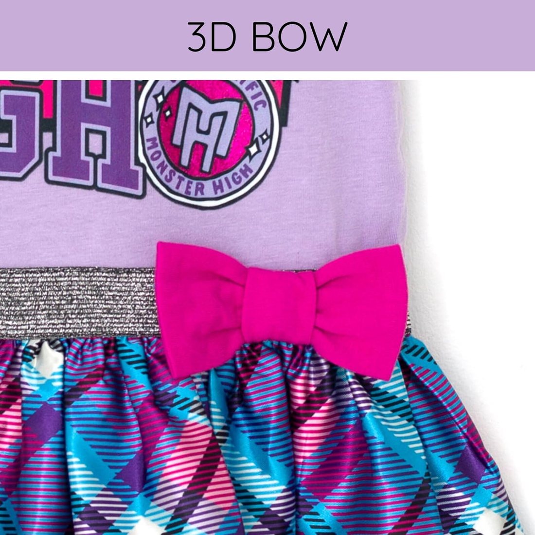 Plaid Purple Character Dress for Girls view 6
