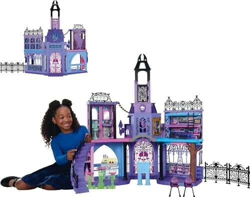Monster High Haunted High School doll house with tower and slide